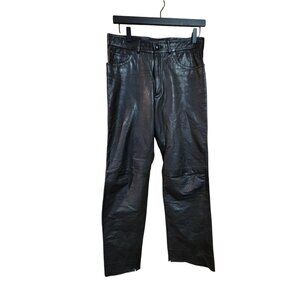 Leather Loft Black Leather Pants Mens Size 32 Straight Leg Vintage Style